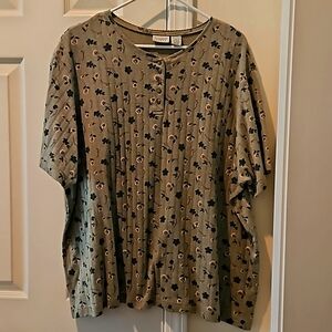 Women's plus size, floral, cotton/knit top